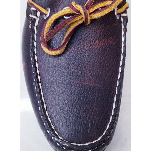 L.L. BEAN Brown Peebled Leather Boat Shoes Men's Size 8.5 D in EUC - Picture 12 of 16